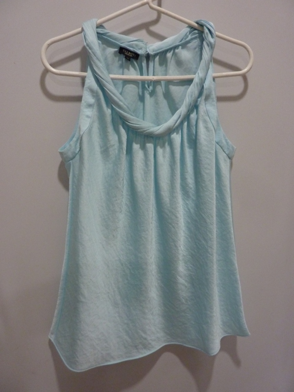 Talbots Women's Size 12 Light Blue Sleeveless Draped Neck Blouse Top